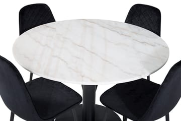 Estelle Matbord 106 cm Runt Marmor med 4 Polar Matstol - Möbler - Matplats - Matgrupp & matbord med stolar