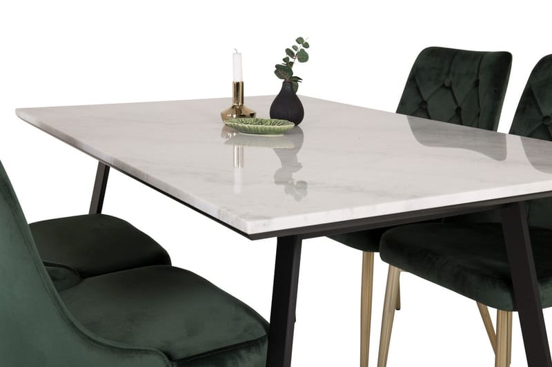 Estelle matbord med 4 Velvet Deluxe Sammetsstol - Möbler - Matplats - Matgrupp & matbord med stolar