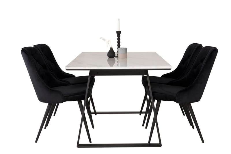 Estelle matbord med 4 Velvet Deluxe Sammetstol - Möbler - Matplats - Matgrupp & matbord med stolar