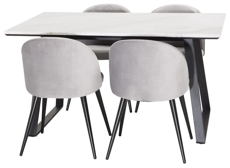 Estelle matbord med 4 Velvet Köksstol Sammet - Möbler - Matplats - Matgrupp & matbord med stolar