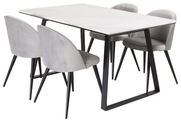 Estelle matbord med 4 Velvet Köksstol Sammet - Möbler - Matplats - Matgrupp & matbord med stolar