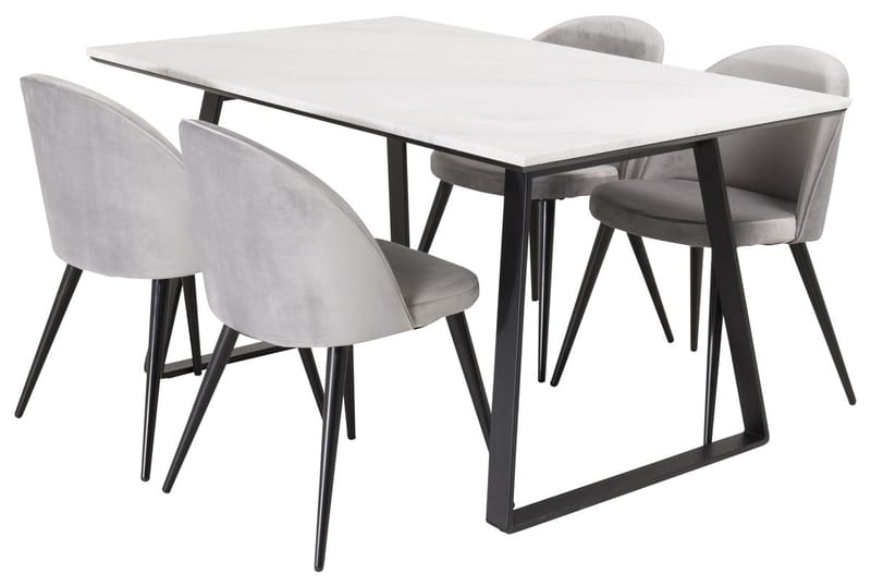 Estelle matbord med 4 Velvet Köksstol Sammet - Möbler - Matplats - Matgrupp & matbord med stolar