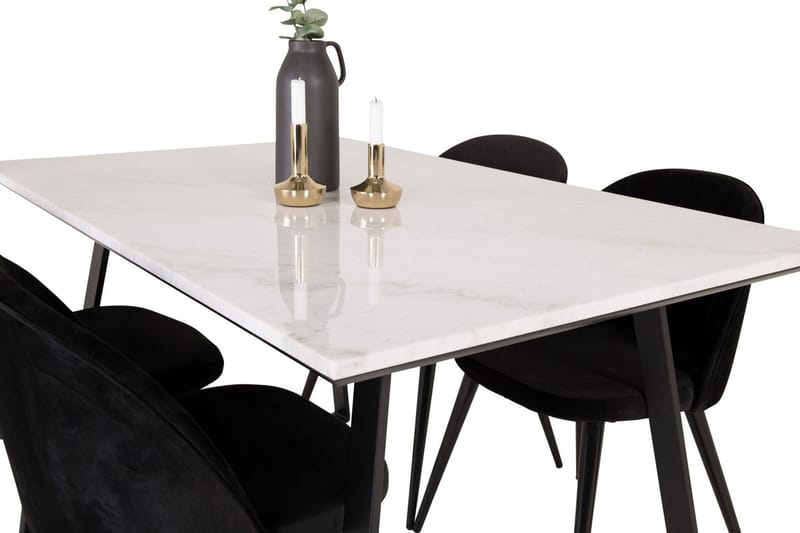 Estelle matbord med 4 Velvet Köksstol Sammet - Möbler - Matplats - Matgrupp & matbord med stolar