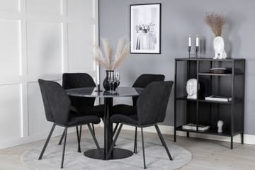 Estelle Matgrupp 106 cm Rund med 4 Gemma stolar - Svart - Möbler - Matplats - Matgrupp & matbord med stolar