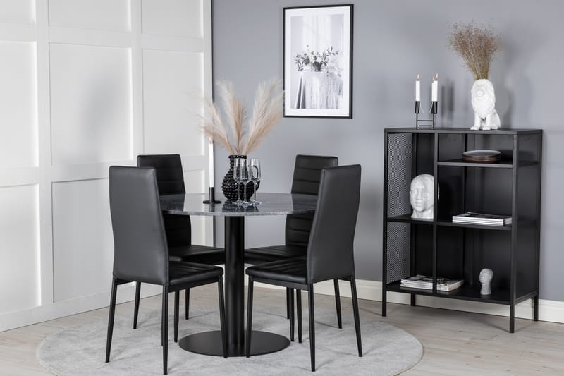 Estelle Matgrupp 106 cm Rund med 4 Slim stolar - Möbler - Matplats - Matgrupp & matbord med stolar