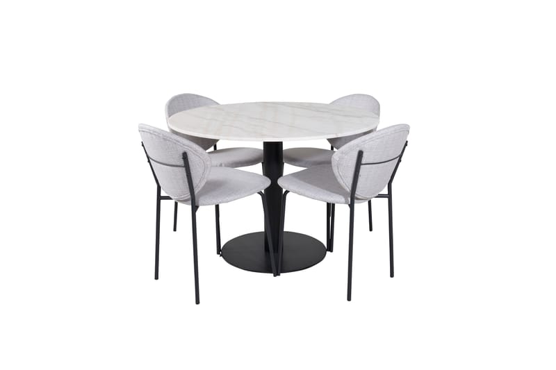 Estelle Matgrupp 106 cm Rund med 4 Vault stolar - Svart - Möbler - Matplats - Matgrupp & matbord med stolar