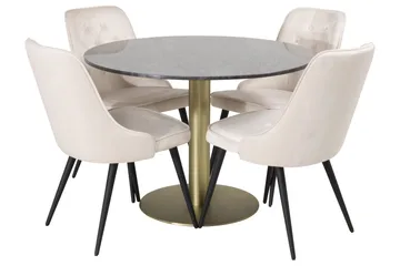 Estelle Matgrupp 106 cm Rund med 4 Velvet stolar