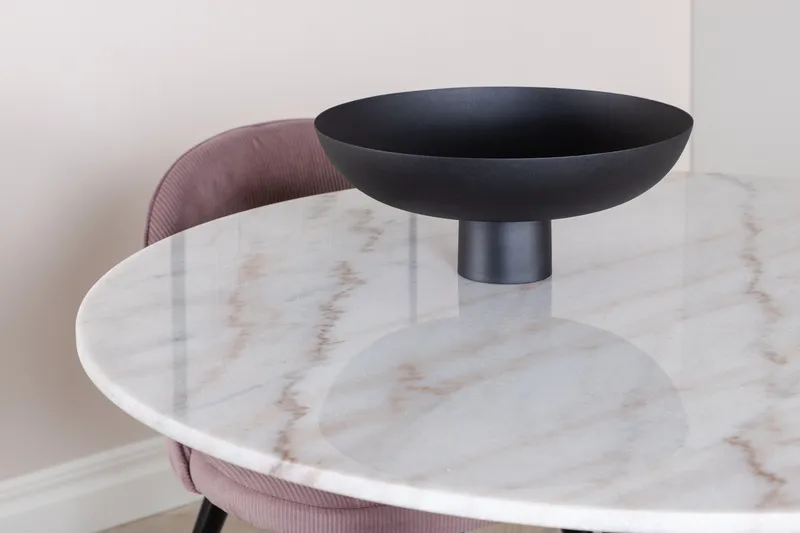 Estelle Matgrupp 106 cm Rund med 4 Velvet stolar - Svart - Möbler - Matplats - Matgrupp & matbord med stolar