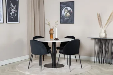 Estelle Matgrupp 106 cm Rund med 4 Wrinkles stolar - Svart - Möbler - Matplats - Matgrupp & matbord med stolar