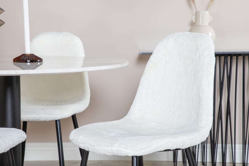 Estelle Matgrupp 106 cm Rund med 4 Polar stolar - Svart - Möbler - Matplats - Matgrupp & matbord med stolar