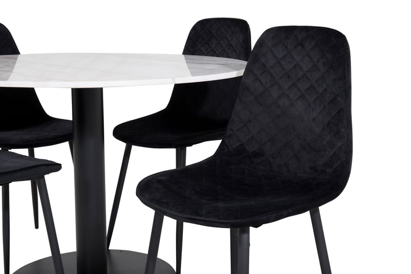 Estelle Matgrupp 106 cm Rund med 4 Polar stolar - Svart - Möbler - Matplats - Matgrupp & matbord med stolar