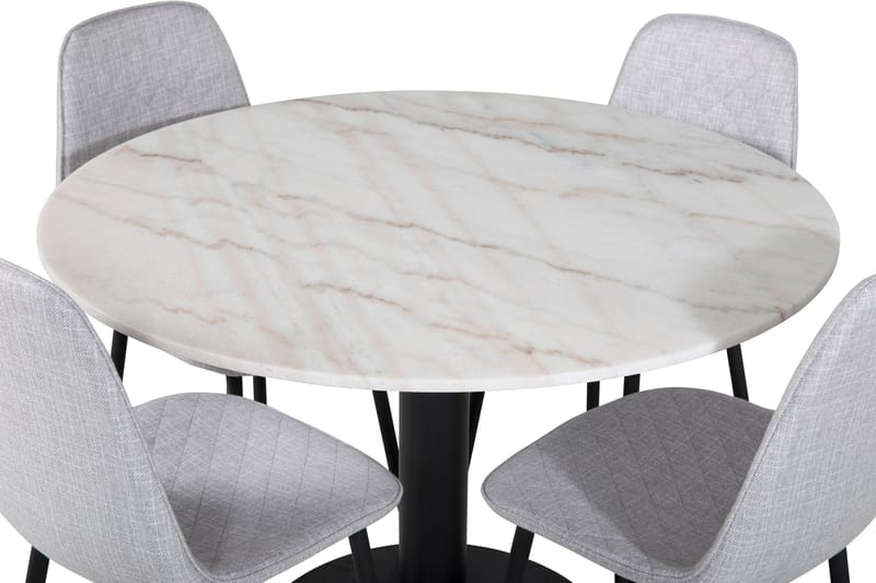 Estelle Matgrupp 106 cm Rund med 4 Polar stolar - Svart - Möbler - Matplats - Matgrupp & matbord med stolar