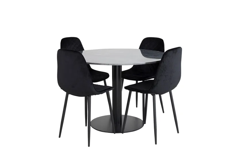 Estelle Matgrupp 106 cm Rund med 4 Polar stolar, Svart