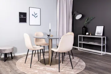 Estelle Matgrupp 106 cm Rund med 4 Polar stolar - Beige - Möbler - Matplats - Matgrupp & matbord med stolar