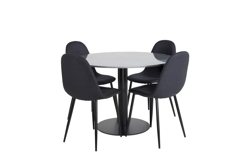 Estelle Matgrupp 106 cm Rund med 4 Polar stolar, Svart