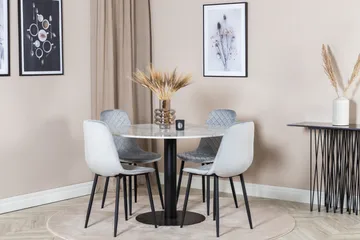 Estelle Matgrupp 106 cm Rund med 4 Polar stolar - Svart - Möbler - Matplats - Matgrupp & matbord med stolar
