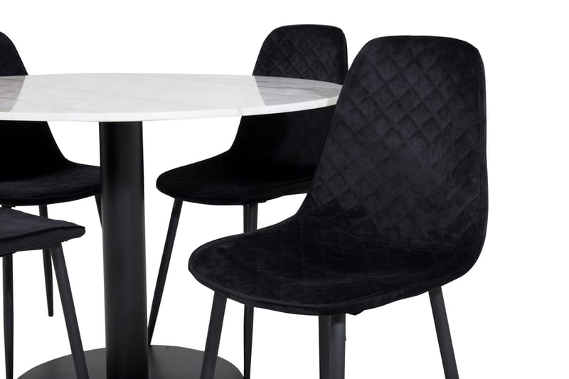 Estelle Matgrupp 106 cm Rund med 4 Polar stolar - Svart - Möbler - Matplats - Matgrupp & matbord med stolar