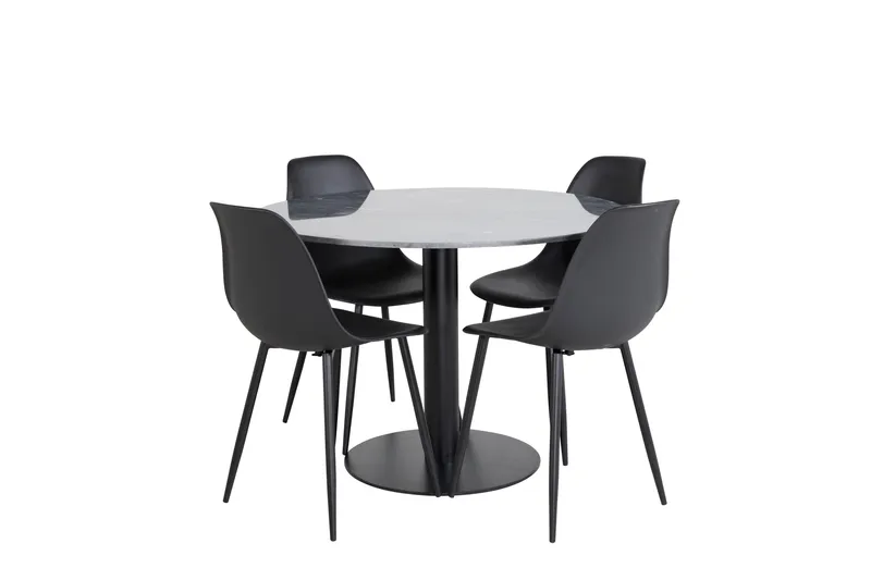 Estelle Matgrupp 106 cm Rund med 4 Polar stolar, Svart