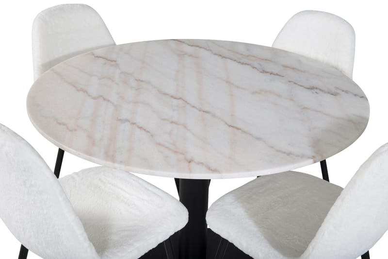 Estelle Matgrupp 106 cm Rund med 4 Polar stolar - Svart - Möbler - Matplats - Matgrupp & matbord med stolar