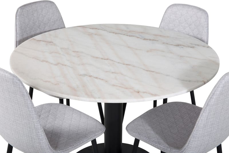 Estelle Matgrupp 106 cm Rund med 4 Polar stolar - Svart - Möbler - Matplats - Matgrupp & matbord med stolar