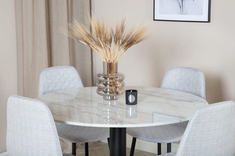 Estelle Matgrupp 106 cm Rund med 4 Polar stolar - Svart - Möbler - Matplats - Matgrupp & matbord med stolar