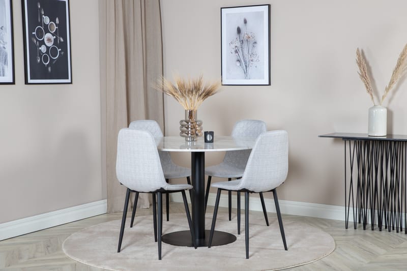 Estelle Matgrupp 106 cm Rund med 4 Polar stolar - Svart - Möbler - Matplats - Matgrupp & matbord med stolar