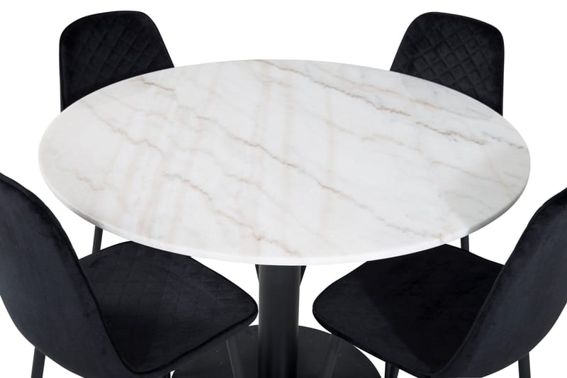 Estelle Matgrupp 106 cm Rund med 4 Polar stolar - Svart - Möbler - Matplats - Matgrupp & matbord med stolar