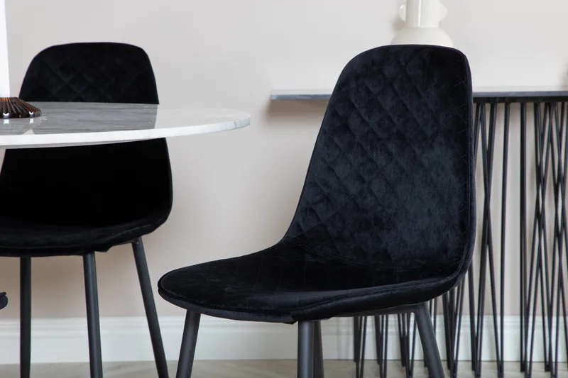 Estelle Matgrupp 106 cm Rund med 4 Polar stolar - Svart - Möbler - Matplats - Matgrupp & matbord med stolar