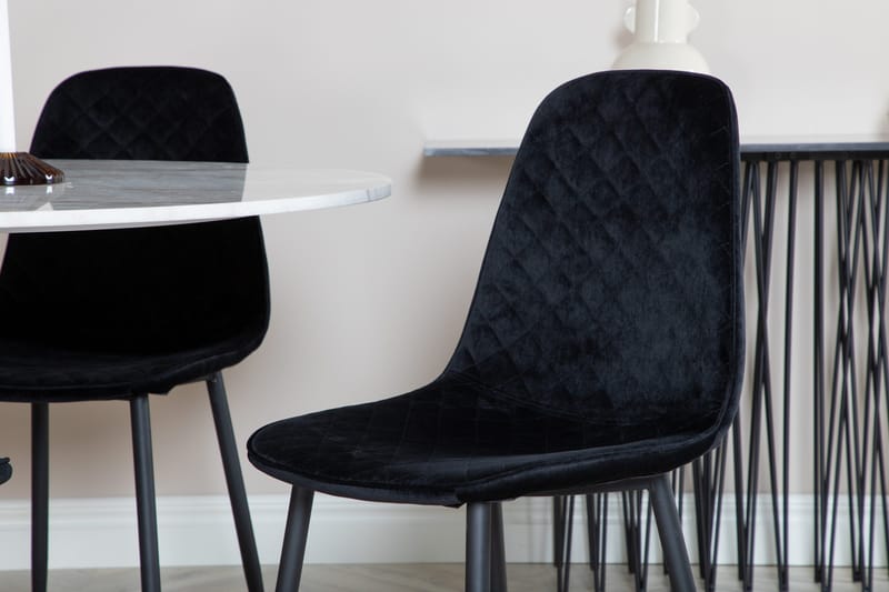 Estelle Matgrupp 106 cm Rund med 4 Polar stolar - Svart - Möbler - Matplats - Matgrupp & matbord med stolar