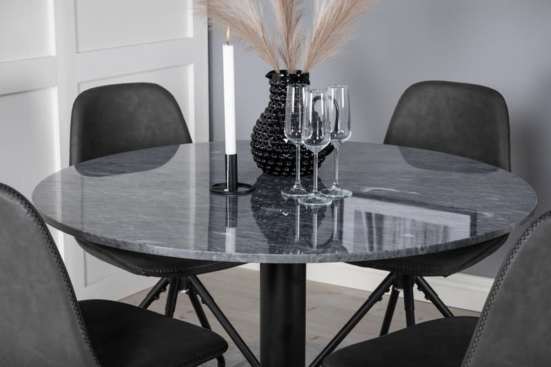 Estelle Matgrupp 106 cm Rund med 4 Polar stolar - Svart - Möbler - Matplats - Matgrupp & matbord med stolar