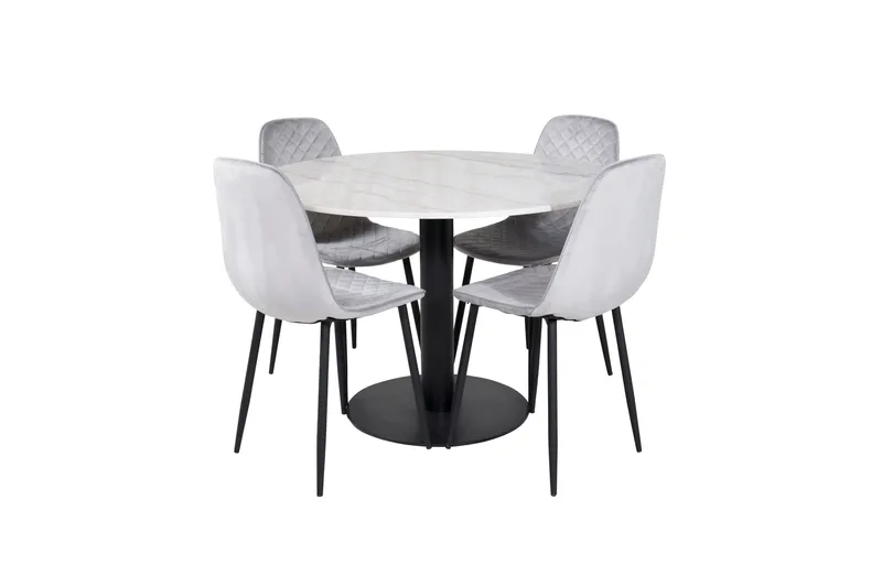 Estelle Matgrupp 106 cm Rund med 4 Polar stolar - Svart - Möbler - Matplats - Matgrupp & matbord med stolar