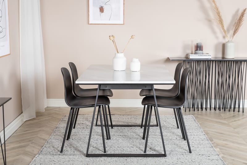 Estelle Matgrupp 140 cm Rektangulär med 4 Arctic Stolar - Svart - Möbler - Matplats - Matgrupp & matbord med stolar