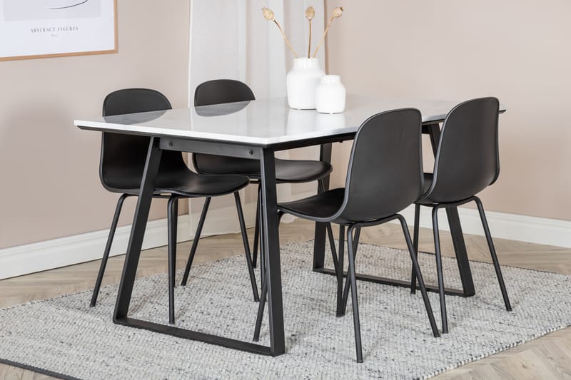 Estelle Matgrupp 140 cm Rektangulär med 4 Arctic Stolar - Svart - Möbler - Matplats - Matgrupp & matbord med stolar