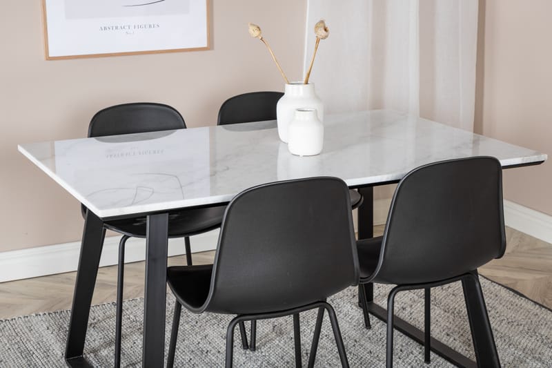 Estelle Matgrupp 140 cm Rektangulär med 4 Arctic Stolar - Svart - Möbler - Matplats - Matgrupp & matbord med stolar