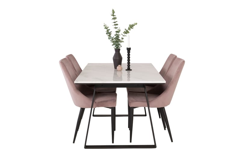 Estelle Matgrupp 140 cm Rektangulär med 4 Leone stolar - Svart - Möbler - Matplats - Matgrupp & matbord med stolar