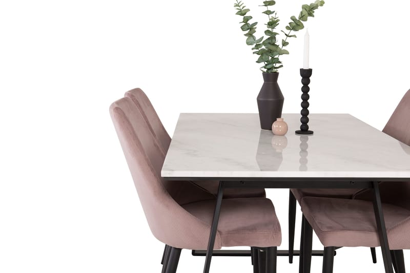 Estelle Matgrupp 140 cm Rektangulär med 4 Leone stolar - Svart - Möbler - Matplats - Matgrupp & matbord med stolar