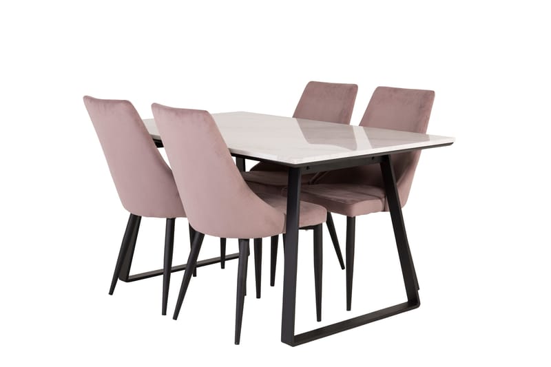Estelle Matgrupp 140 cm Rektangulär med 4 Leone stolar - Svart - Möbler - Matplats - Matgrupp & matbord med stolar