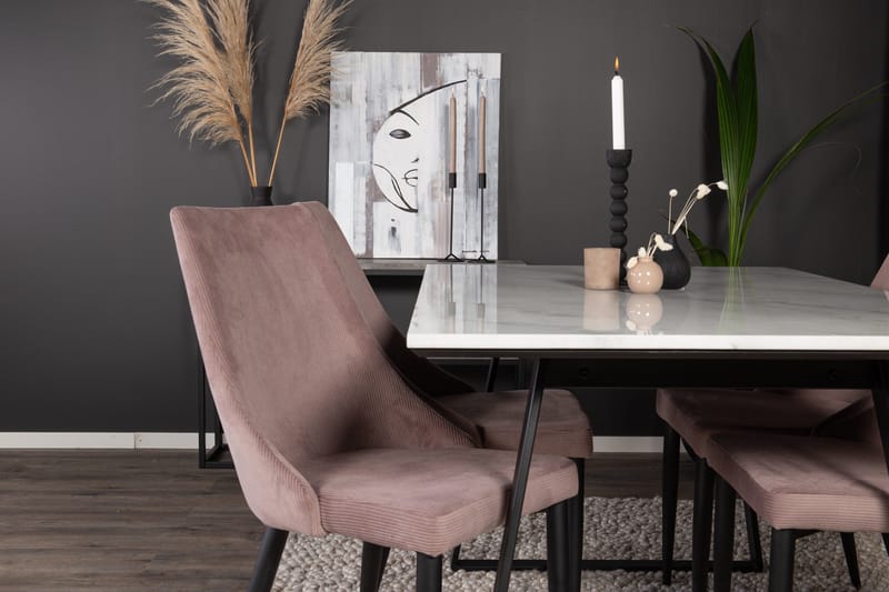 Estelle Matgrupp 140 cm Rektangulär med 4 Leone stolar - Svart - Möbler - Matplats - Matgrupp & matbord med stolar