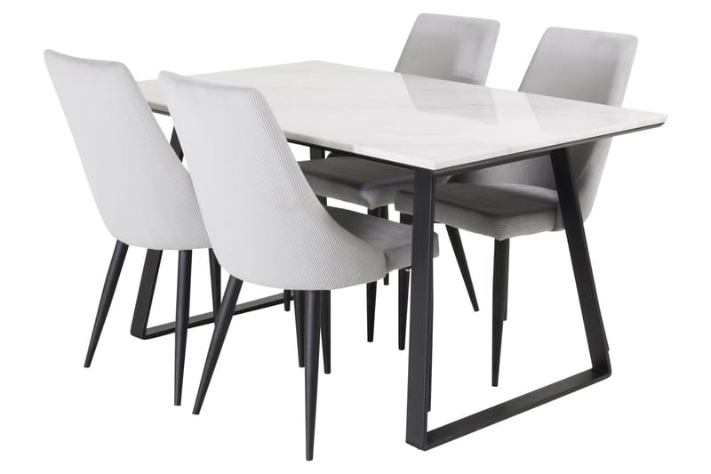 Estelle Matgrupp 140 cm Rektangulär med 4 Leone stolar - Svart - Möbler - Matplats - Matgrupp & matbord med stolar