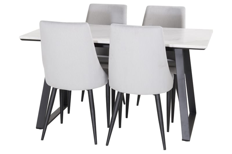 Estelle Matgrupp 140 cm Rektangulär med 4 Leone stolar - Svart - Möbler - Matplats - Matgrupp & matbord med stolar