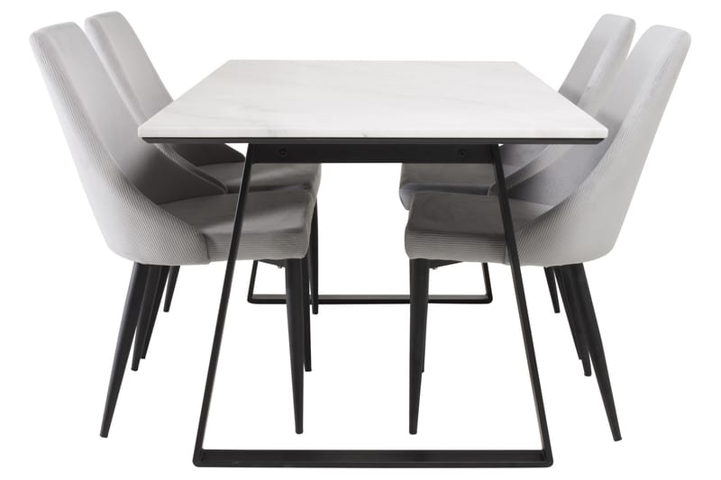 Estelle Matgrupp 140 cm Rektangulär med 4 Leone stolar - Svart - Möbler - Matplats - Matgrupp & matbord med stolar