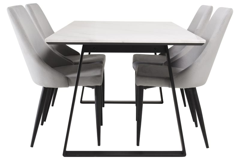 Estelle Matgrupp 140 cm Rektangulär med 4 Leone stolar - Svart - Möbler - Matplats - Matgrupp & matbord med stolar