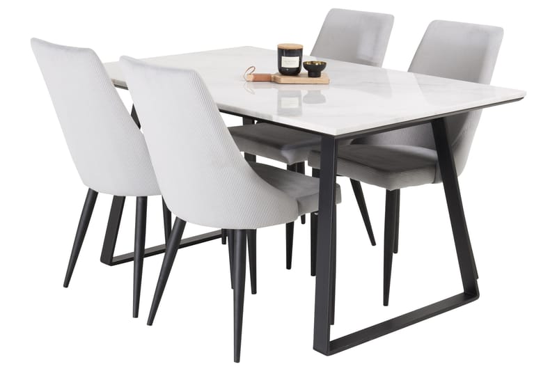 Estelle Matgrupp 140 cm Rektangulär med 4 Leone stolar - Svart - Möbler - Matplats - Matgrupp & matbord med stolar