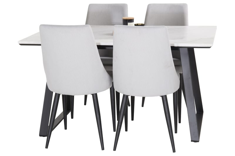 Estelle Matgrupp 140 cm Rektangulär med 4 Leone stolar - Svart - Möbler - Matplats - Matgrupp & matbord med stolar
