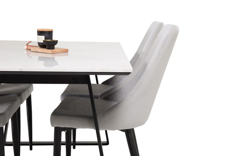 Estelle Matgrupp 140 cm Rektangulär med 4 Leone stolar - Svart - Möbler - Matplats - Matgrupp & matbord med stolar