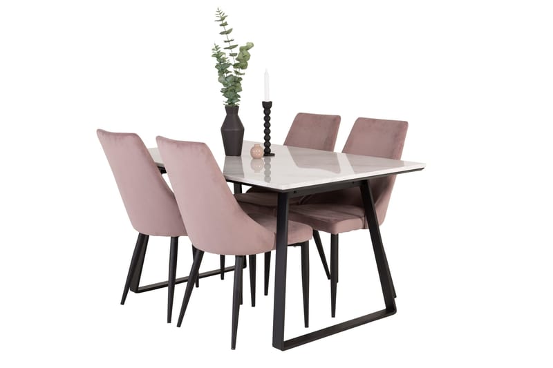 Estelle Matgrupp 140 cm Rektangulär med 4 Leone stolar - Svart - Möbler - Matplats - Matgrupp & matbord med stolar