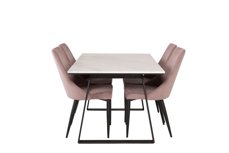 Estelle Matgrupp 140 cm Rektangulär med 4 Leone stolar - Svart - Möbler - Matplats - Matgrupp & matbord med stolar