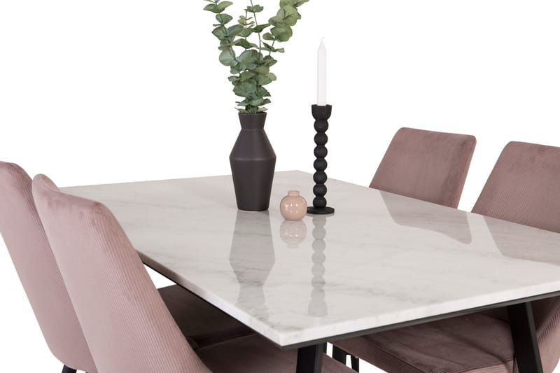 Estelle Matgrupp 140 cm Rektangulär med 4 Leone stolar - Svart - Möbler - Matplats - Matgrupp & matbord med stolar