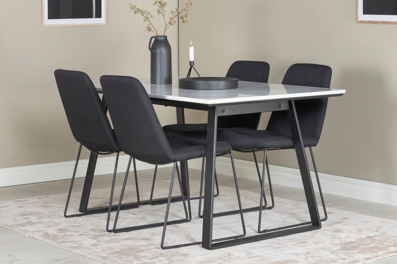 Estelle Matgrupp 140 cm Rektangulär med 4 Muce stolar - Svart - Möbler - Matplats - Matgrupp & matbord med stolar