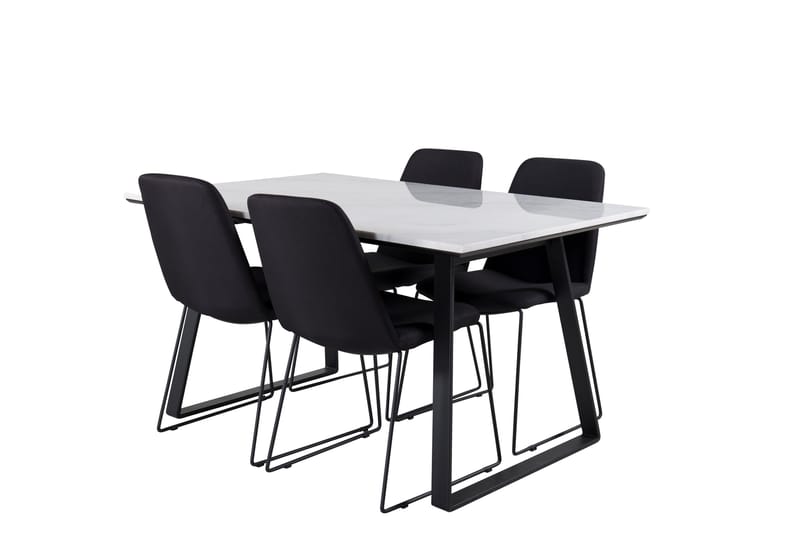 Estelle Matgrupp 140 cm Rektangulär med 4 Muce stolar - Svart - Möbler - Matplats - Matgrupp & matbord med stolar